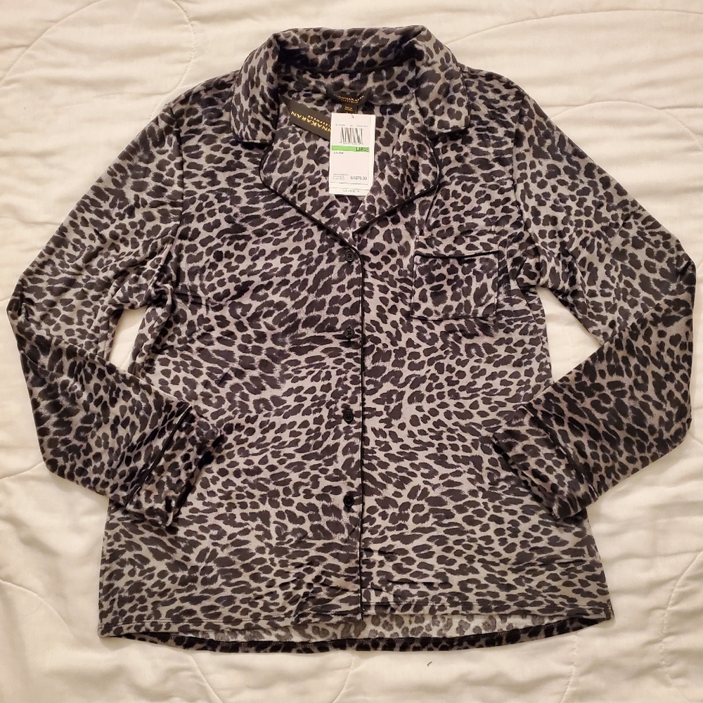 Donna Karan Leopard Print Pajama Top Size L